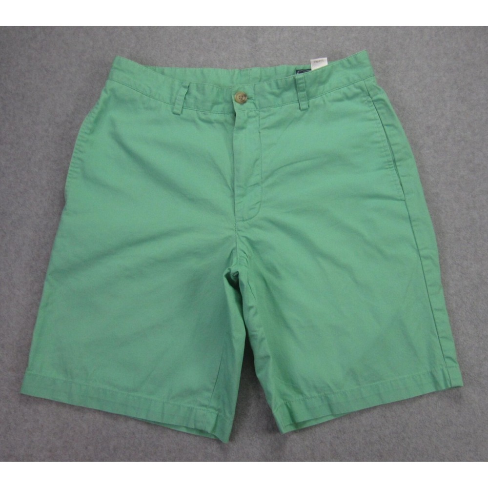 Vineyard Vines Club Shorts Mens 30 Green Cotton Chino Whale Logo Flat Front READ